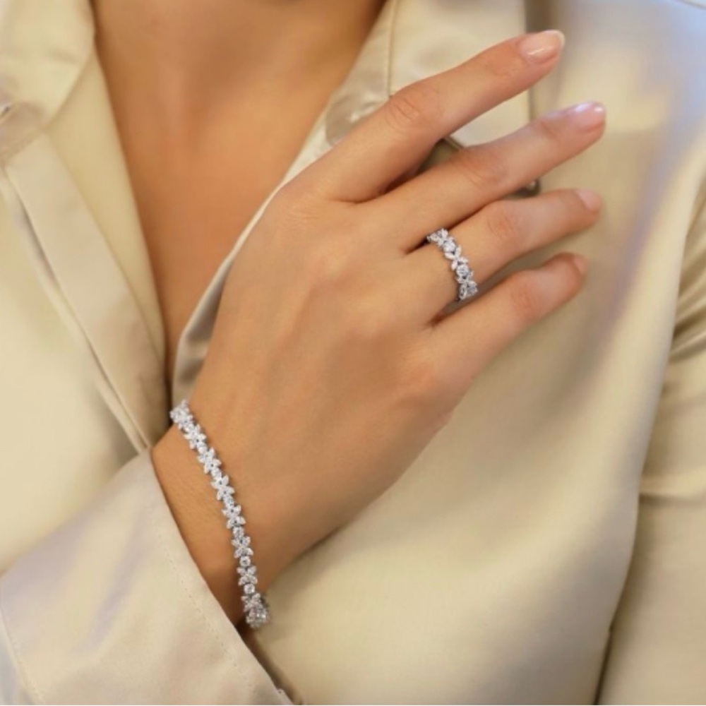 Round and Marquise Fleurette Lab Diamond Tennis Bracelet Tennis Bracelet